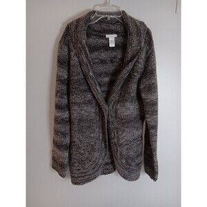 Tweeds Wool Blend Cardigan Sweater Gray Stripe Sz Medium